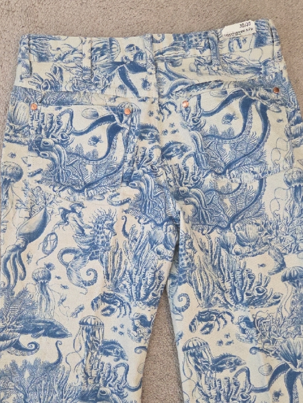 Wrangler Blue and White Nautical Print 622 Flared Pants - Picture 11 of 16